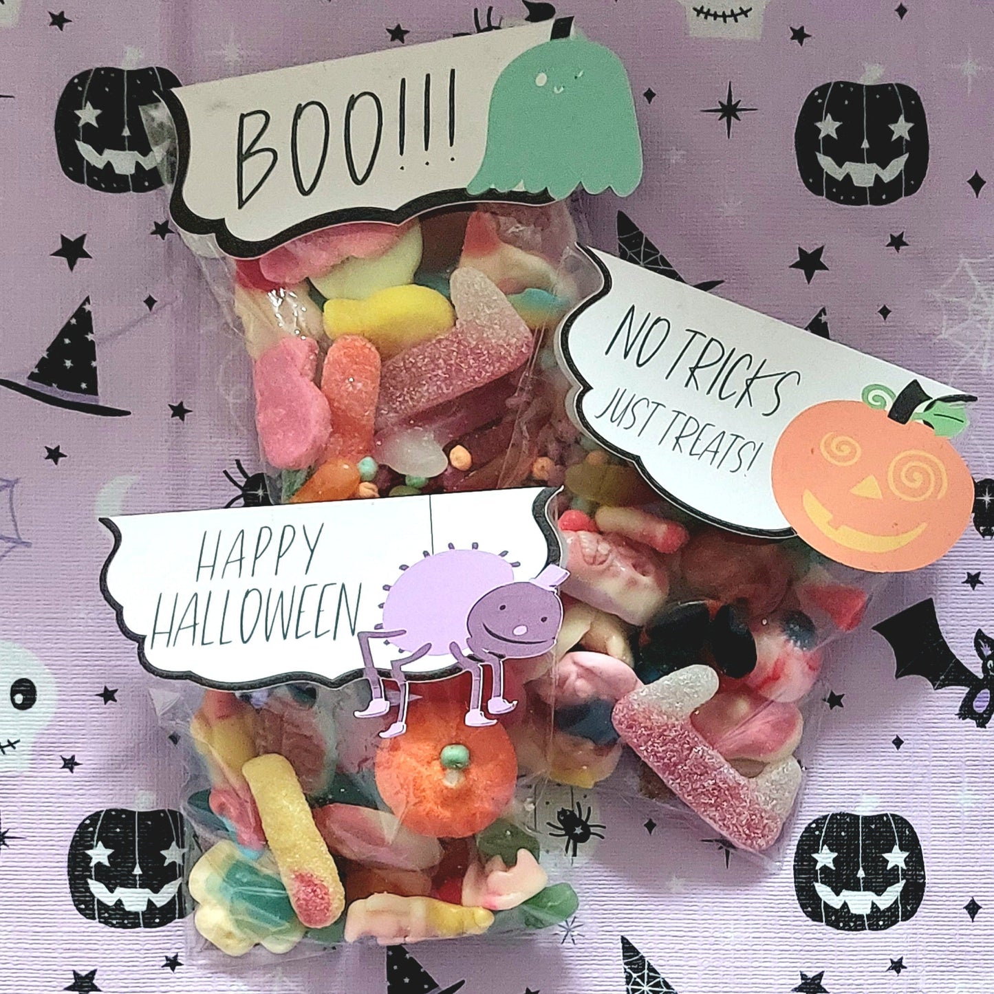Halloween Trick or Treat Sweet Bag with Customised Personalised Topper - Large 400g