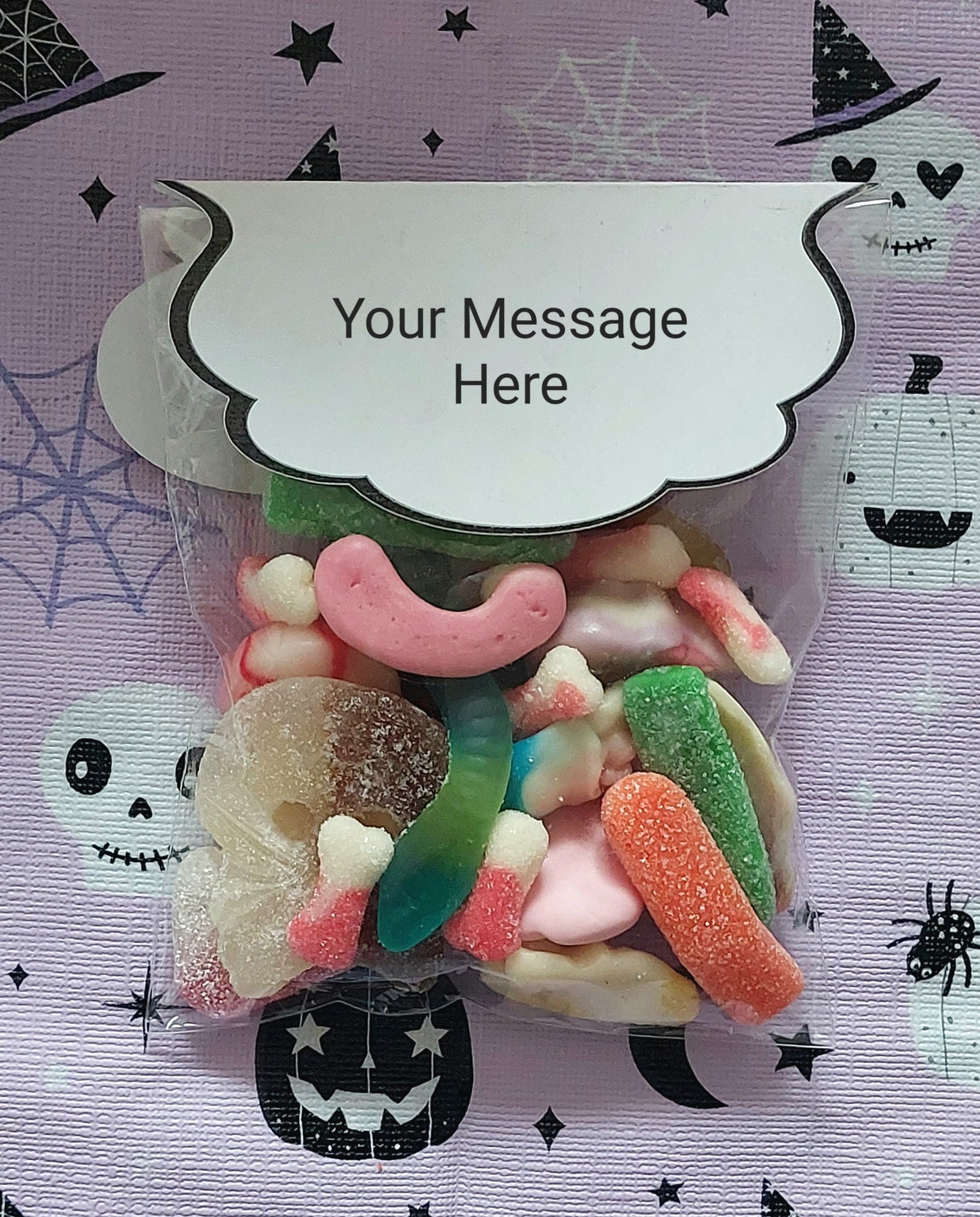 Halloween Trick or Treat Sweet Bag with Customised Personalised Topper - Mini 150g