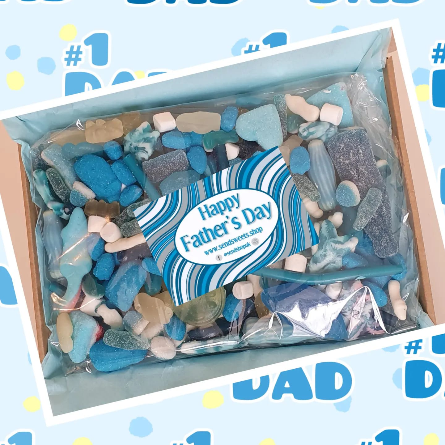 Fathers Day Blue Sweets Letterbox Pick and Mix Sweets (150g)