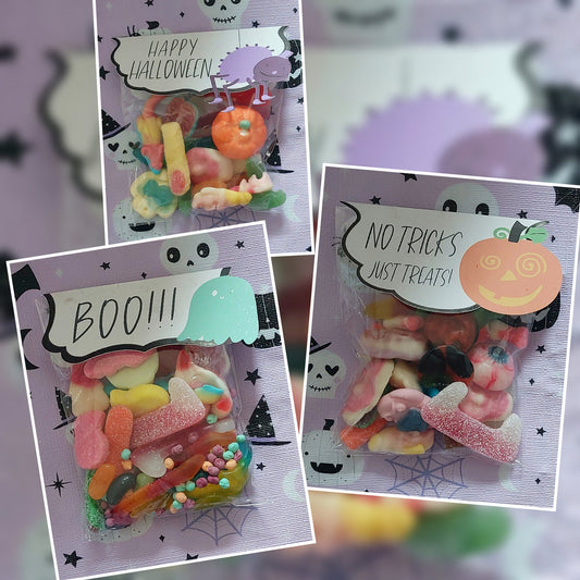 Halloween Trick or Treat Sweet Bag with Customised Personalised Topper - Regular 250g