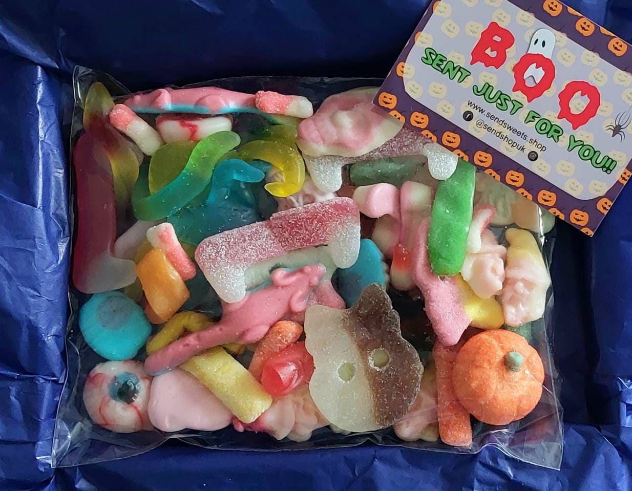 Personalised Halloween Sweets, Pick and Mix Letterbox Sweetbox with Halloween Image, (Large 400g)