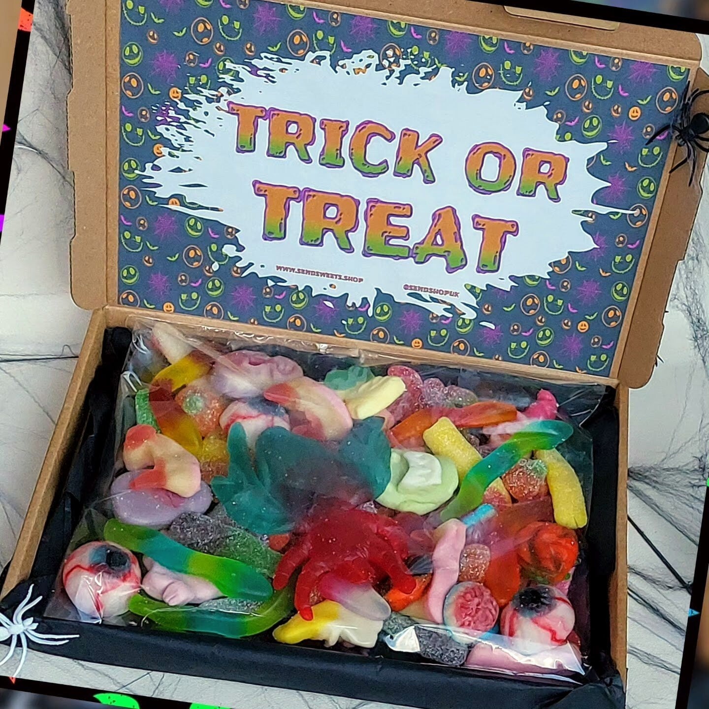 Personalised Halloween Sweets, Pick and Mix Letterbox Sweetbox with Halloween Image, (Mini 150g)