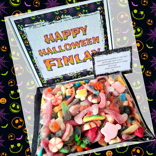 Personalised Halloween Pick & Mix Letterbox Sweets – Trick or Treat Gift Box